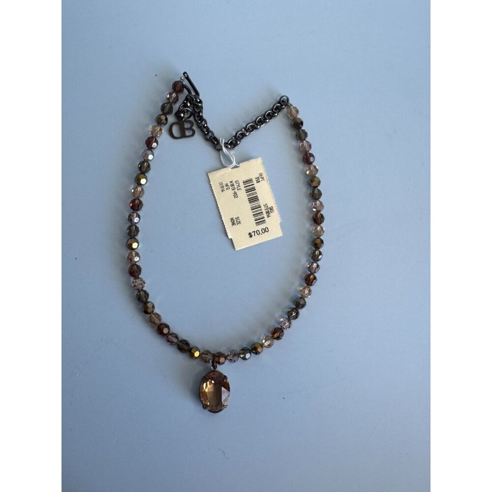 Blair Delmonico Beaded Necklace With Crystal Pendant 15" Length Adjustable Chain - Picture 12 of 13